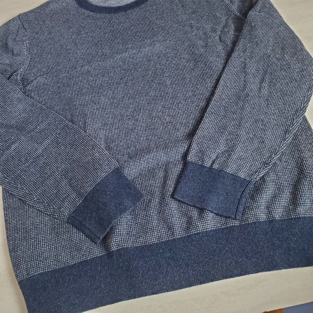 Banana Republic Sweater Mens Large Blue Cotton Silk Preppy‎ Blend Knit Classic
